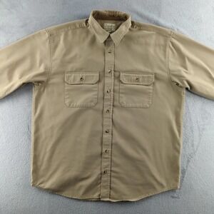 Cabela's Shirt‎ Mens XL Tall Khaki Twill Two Pocket Long Sleeve Button Front